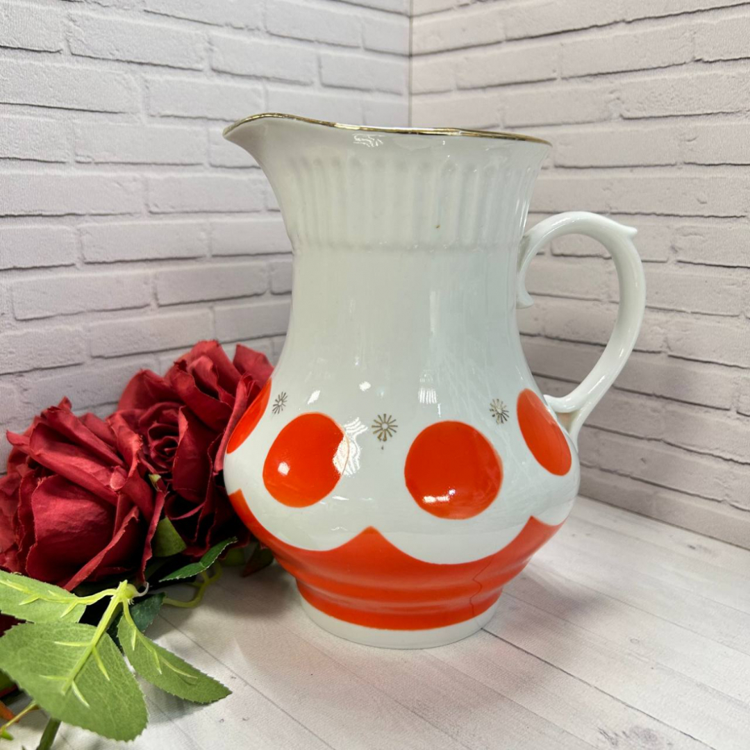 Кувшин "Горох" Городницкий ФЗ 1970-1980гг. Фарфор с крытьем и позолотой. Винтаж, СССР. Картинка 1